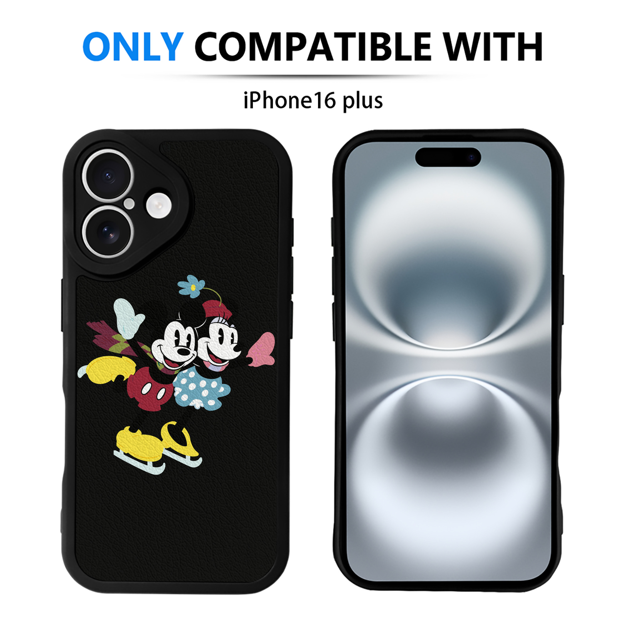 （画像用） ミッキーマウス Mickey Mouse 【iPhone 16シリーズ対応】シリコンスマホケース（レザー調） 材質：シリコン